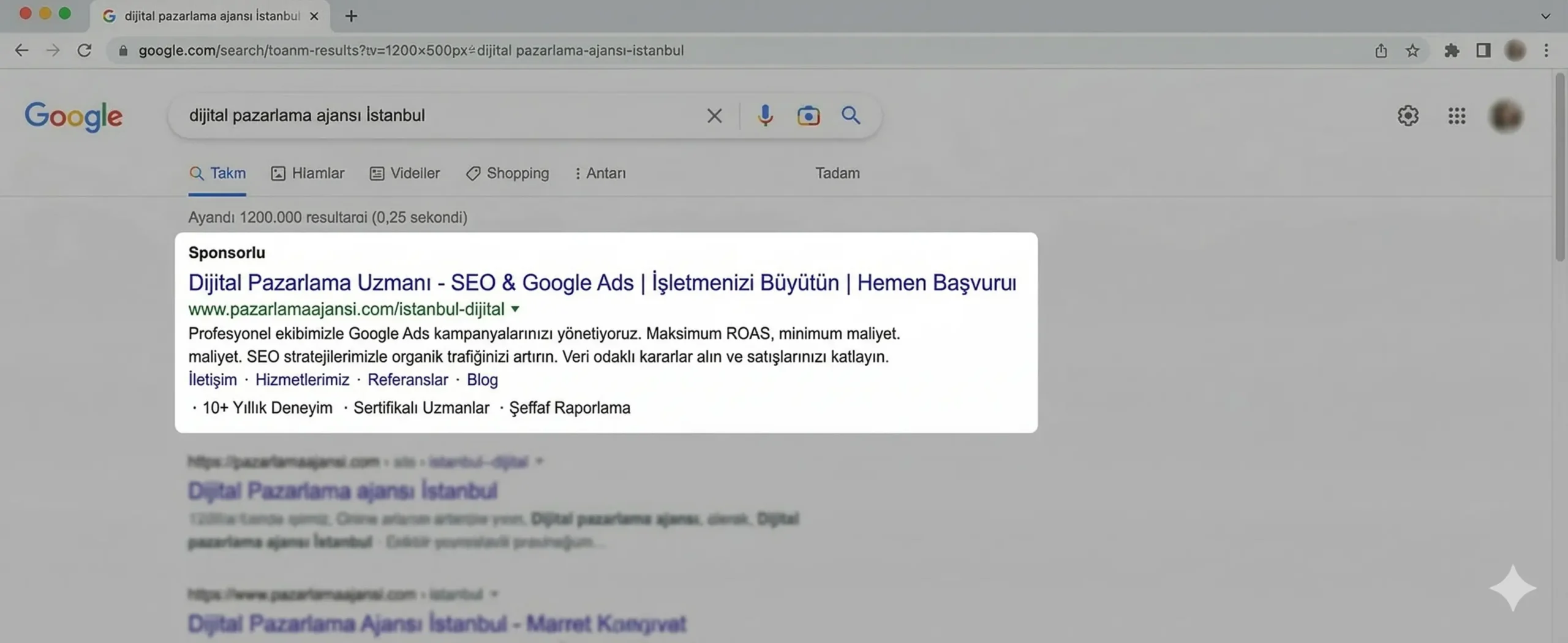 Google Ads duyarli arama reklami ornegi baslik ve aciklama