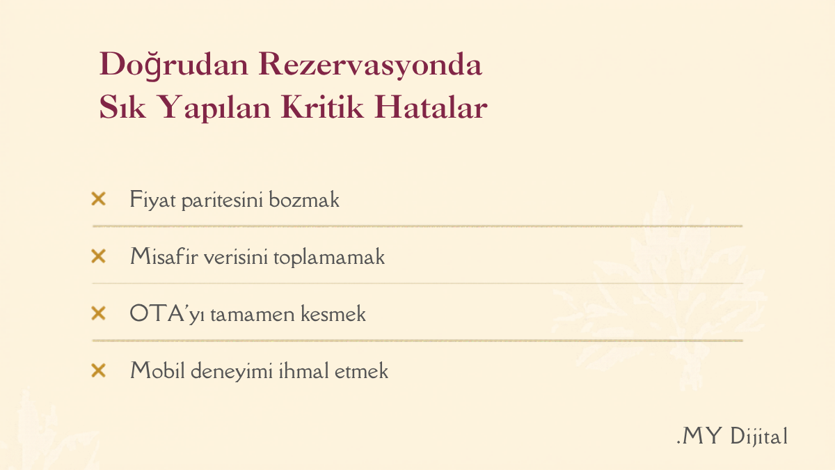 Otel doğrudan rezervasyon ota komisyonu sürecinde yapılan kritik hatalar kontrol listesi