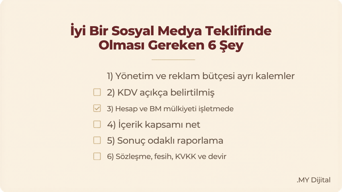 Sosyal Medya Yönetimi Fiyatları 2026: Personel mi Ajans mı? 3 sosyal medya yönetimi fiyatları teklifinde olması gereken 6 madde