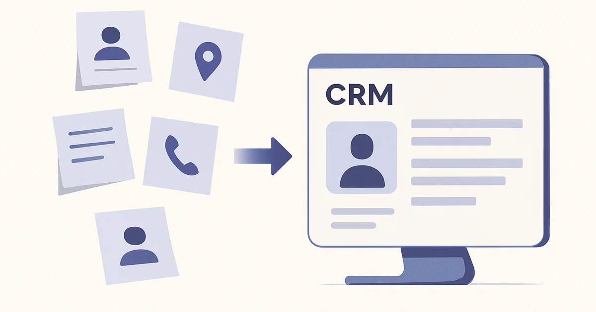 7 Adımda Etkili CRM Nedir? Restoranınızın Gelirini Artırın 1 Dağınık müşteri notlarından tek CRM ekranına geçişi anlatan genel akış görseli (featured).