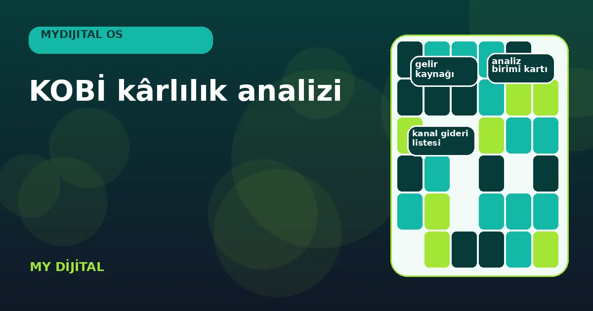 KOBİ kârlılık analizi: 7 güvenli karar adımı54 1 gelir, doğrudan maliyet ve kanal giderini ayıran kârlılık panosu.