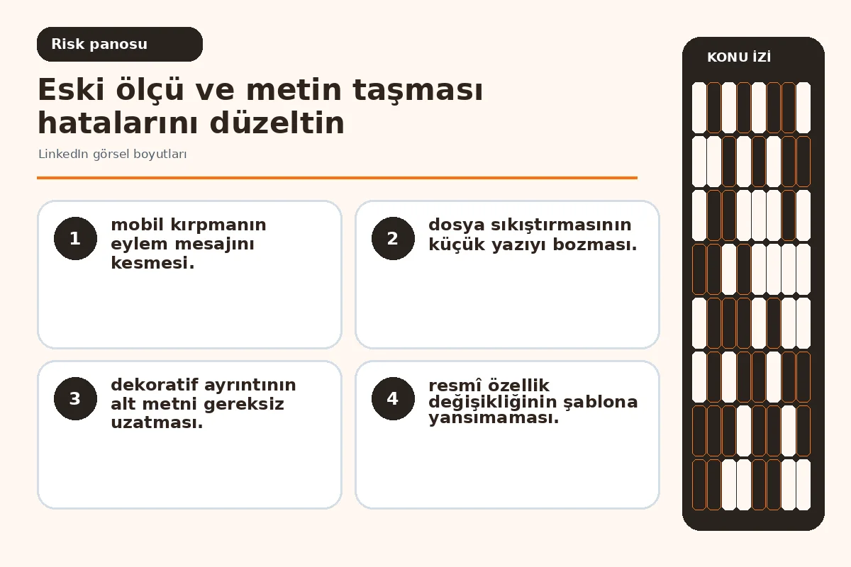 eski ölçü ve taşan başlık uyarılarını gösteren yayın kontrolü.