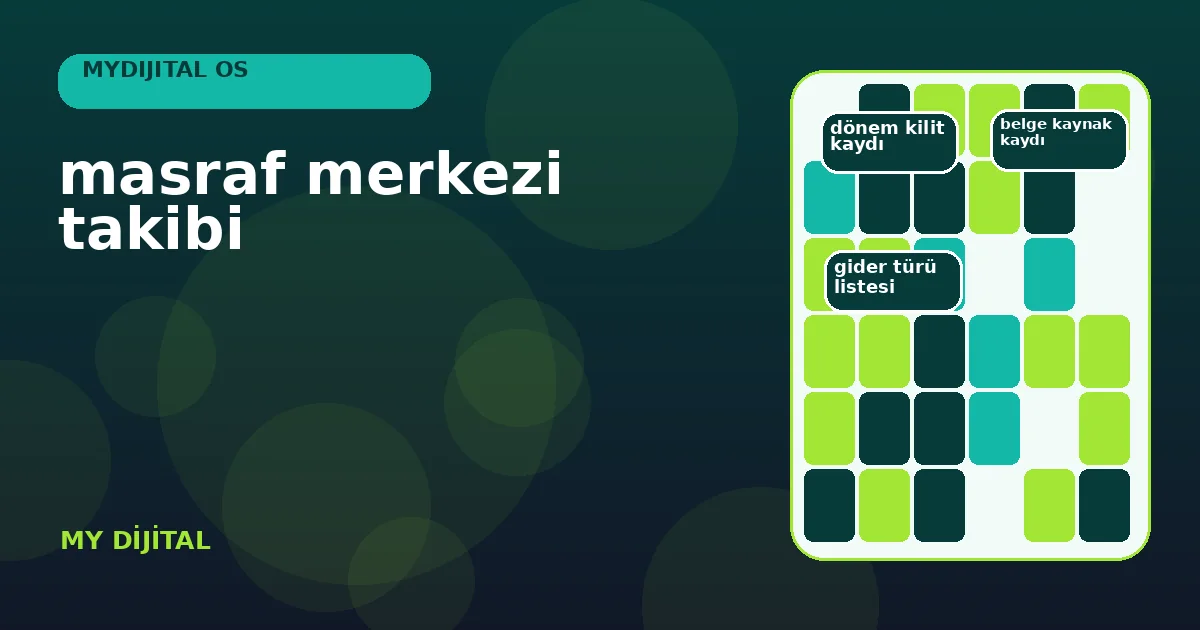 Masraf Merkezi Takibi: 7 Güvenli Kontrol Adımı 1 belge, gider türü ve masraf merkezini birleştiren takip panosu.