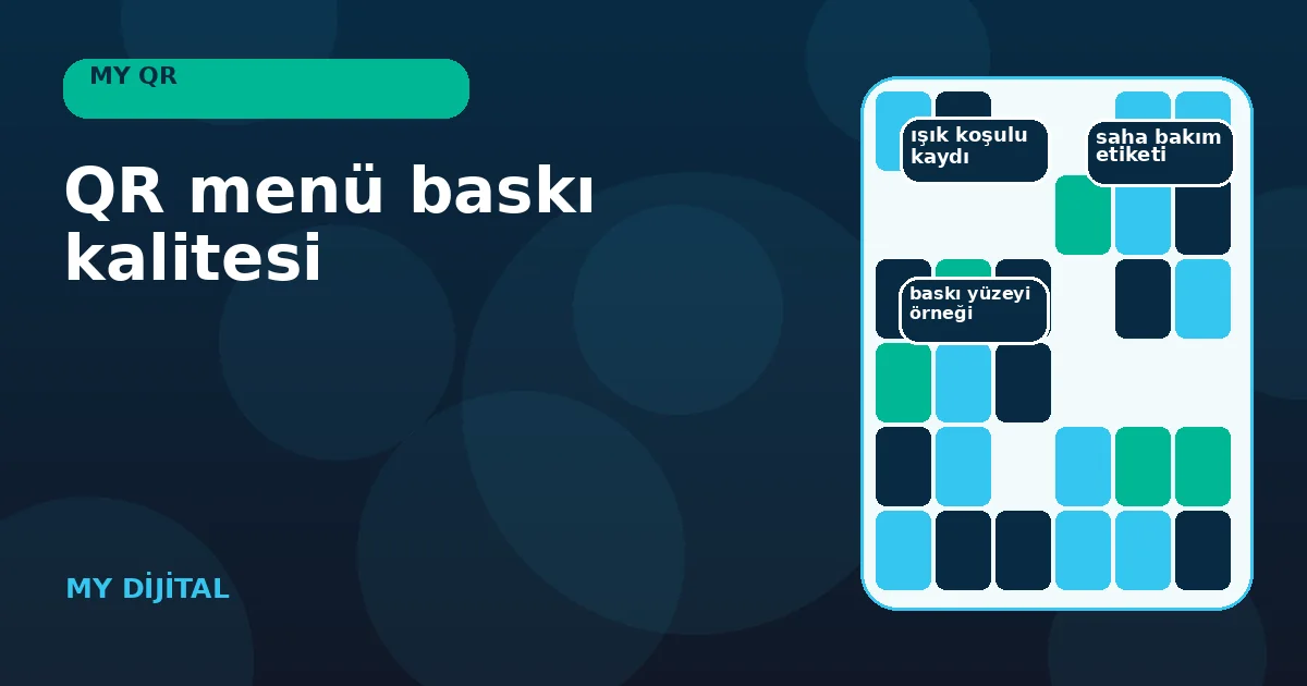 QR menü baskı kalitesi için 7 güvenli kontrol 1 iç ve dış mekân QR etiketlerini gerçek boyutta karşılaştıran baskı prova panosu.