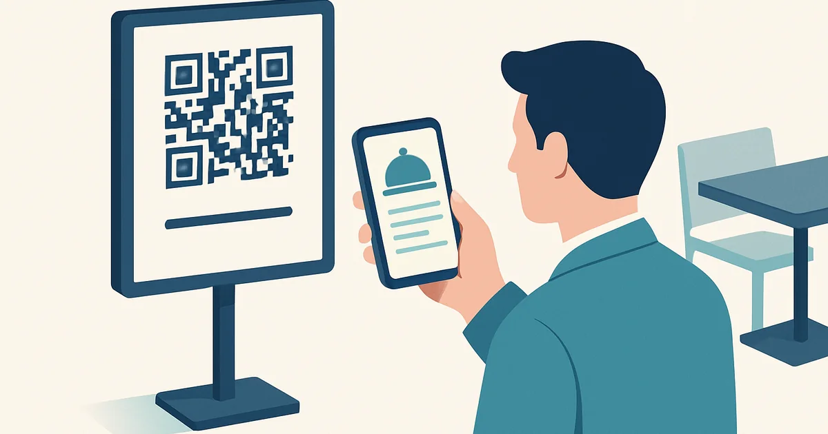 QR menü nedir: 7 pratik adımda restoranın için kurulum 1 misafirin karekodu okutup dijital menüye ulaştığı akışı gösteren pano.