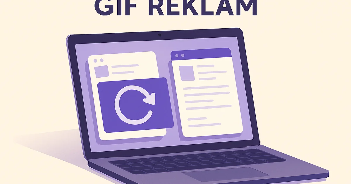 7 Pratik Adımda Etkili Bir Yapay Zeka gif reklam Üret 1 Bir dizüstü ekranında feed ve e-posta için üretilmiş döngüsel GIF reklam önizlemesi, sıcak stüdyo ışığı.