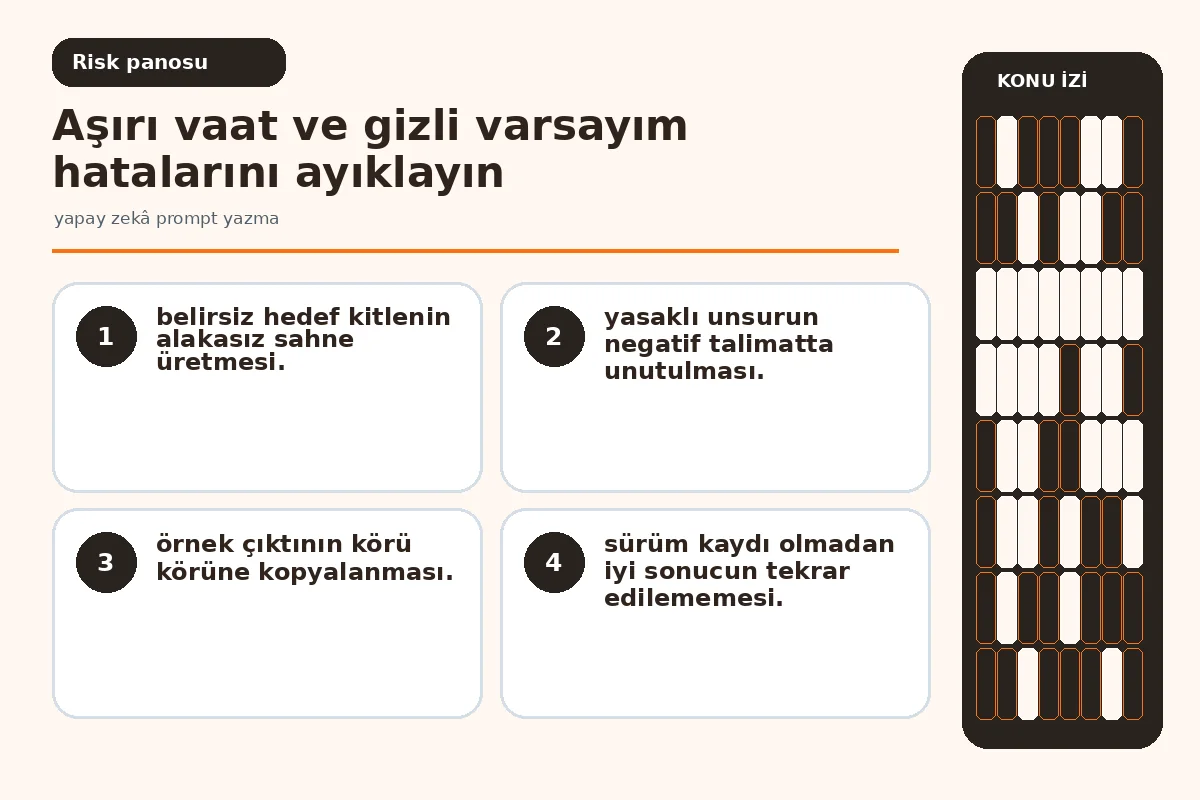 gizli varsayım ve doğrulanmamış özellikleri işaretleyen kalite ekranı.